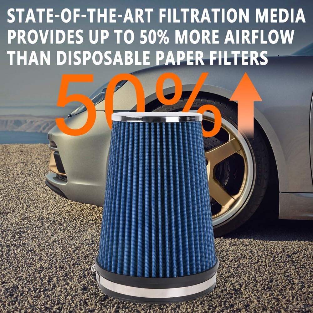 ya 13 9.15 baidi Blue 6 152mm Inlet Truck Air Intake Cone Replacement Dry Air Filter 9 Tall