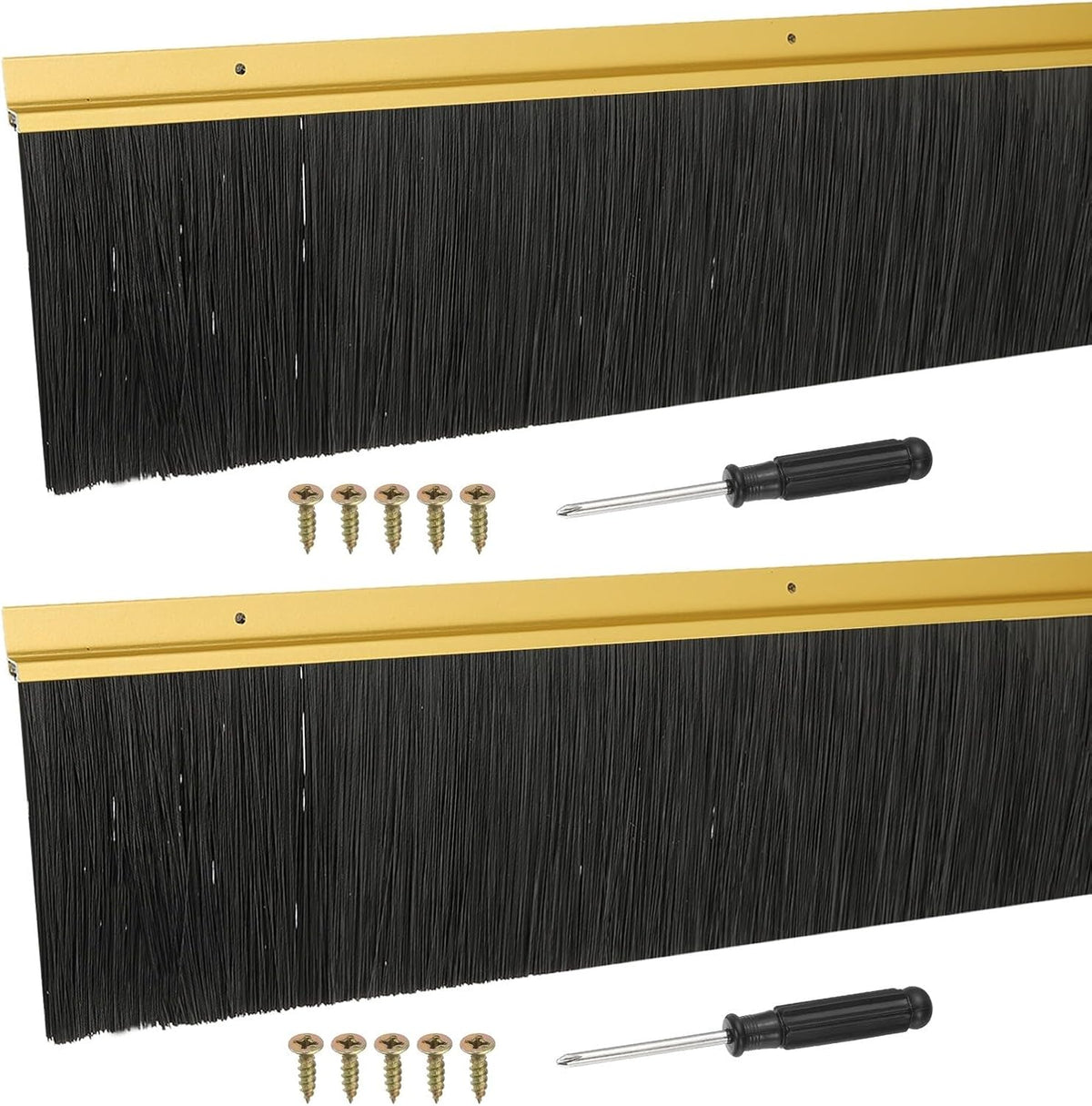 ya 26 10.21 baidi Door Sweep Brush Sweeps 3.5 Black PP Brush 39L x 4.5W -H-Shape(2 Pcs, Gold)