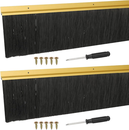 ya 26 10.21 baidi Door Sweep Brush Sweeps 3.5 Black PP Brush 39L x 4.5W -H-Shape(2 Pcs, Gold)