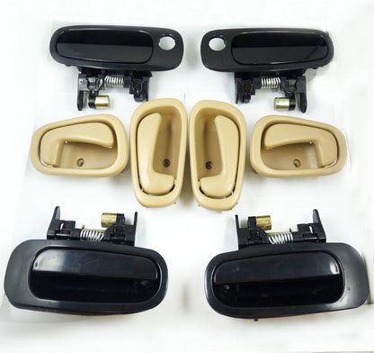 ya 10 9.16 baidi Suitable for Toyota for Corolla 1998-2003 Black Outdoor Beige Interior Door Handle New 8-Piece Set -