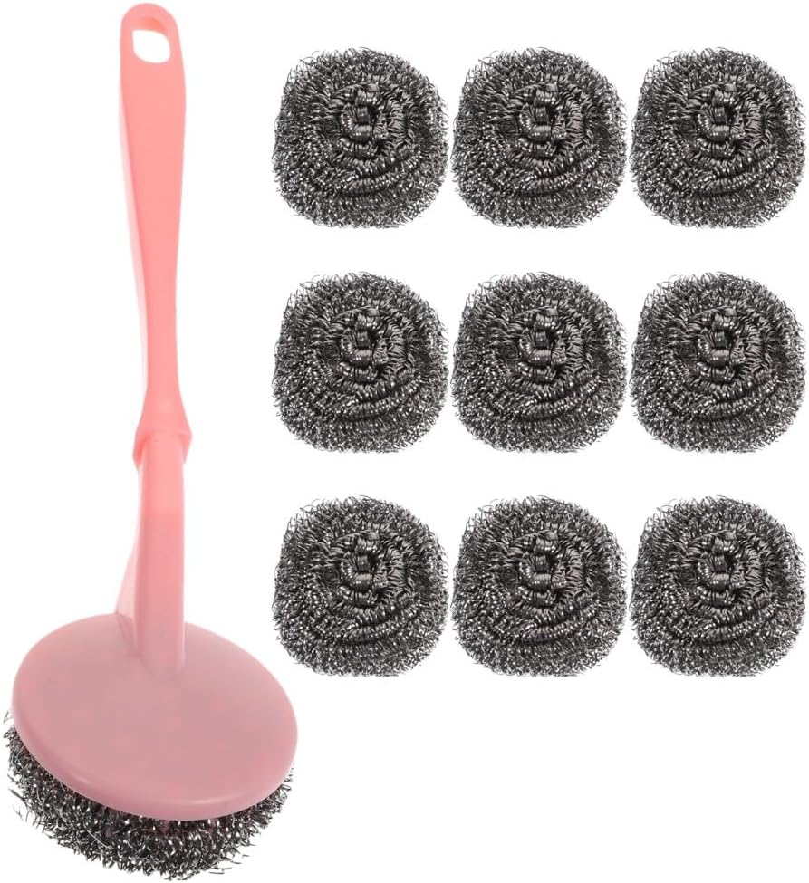 ya 14 9.20 baidi Steel Wool Cleaning Ball Pan Scrubber with Handle Stainless Cleaner-1