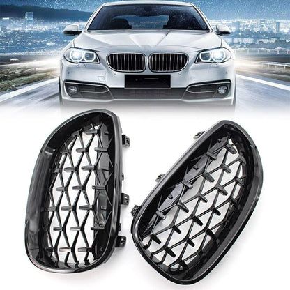 ya 4 8.14 for BMW E60 2003-2009 08 5 Series Gloss Black Diamond Meteor Front Kidney Grill
