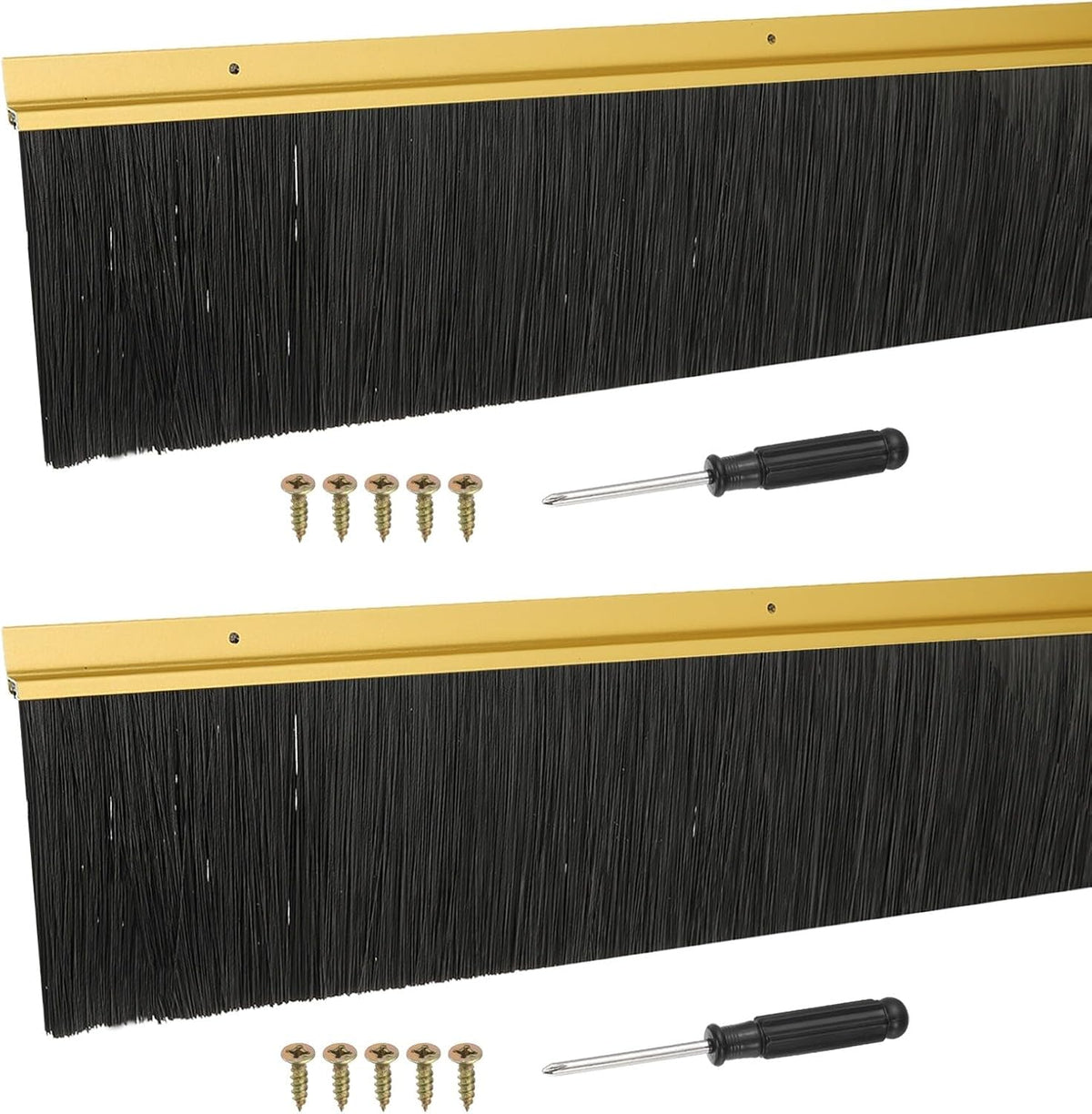 ya 26 10.21 baidi Door Sweep Brush Sweeps 2.4 Black PP Brush 39L x 3.3W -H-Shape(2 Pcs, Gold)