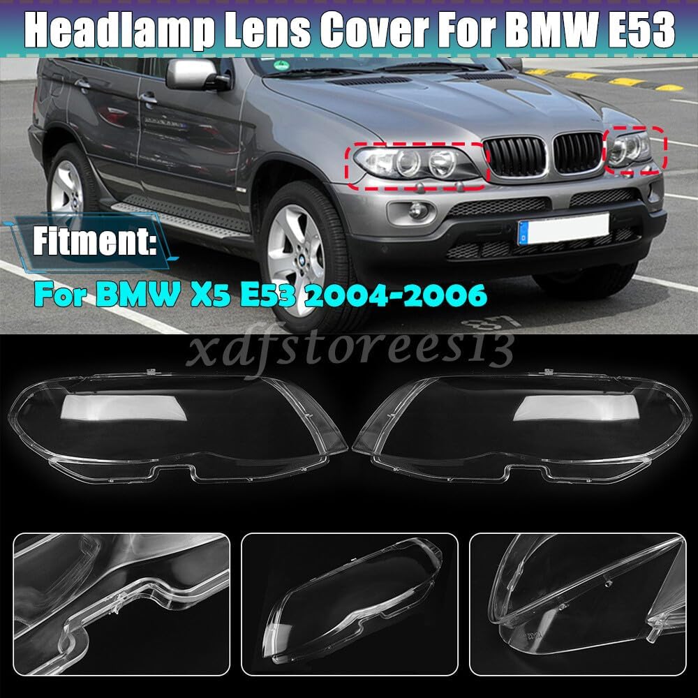 ya 6 8.24 baidi Left&Right Headlamp Headlight Cover Lens Plastic Shell for BMW for X5 E53 2004-2006