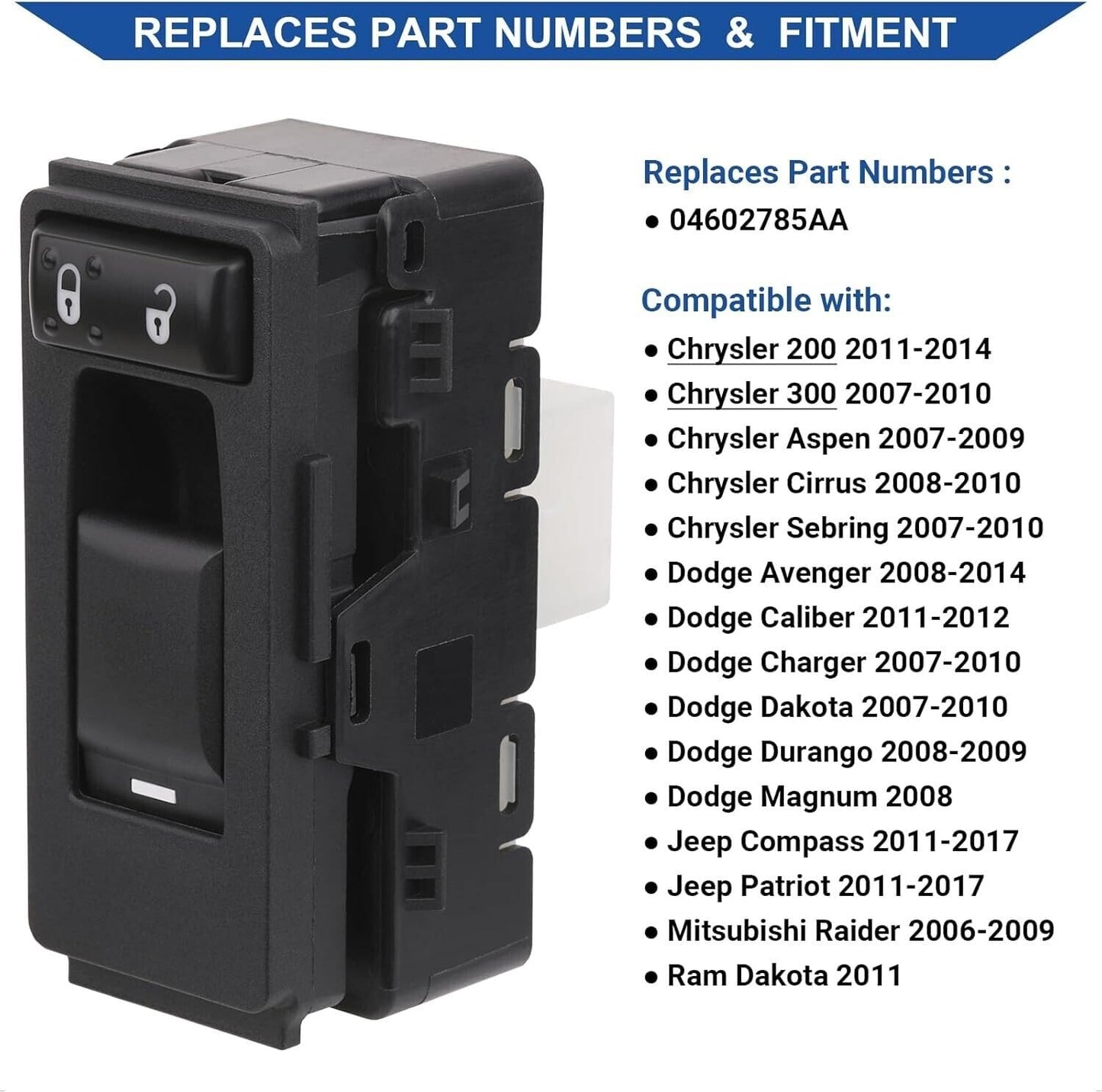 ya 8 8.24 baidi Power Window Switch Front Right Passenger Side for Chrysler for Dodge for Jeep 4602785AD 