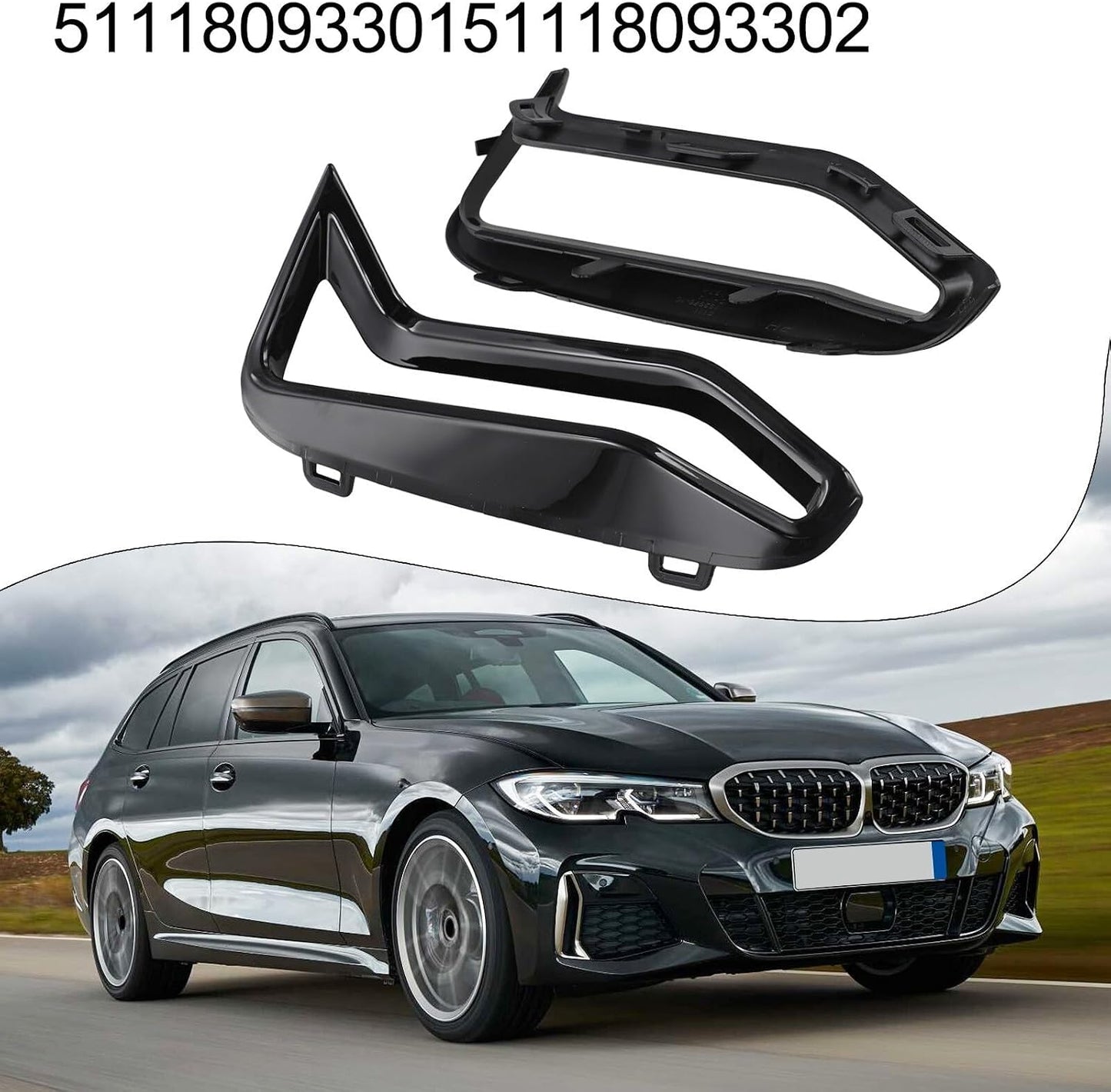 ya 4 8.10 A Pair of Black Decorations on the Front Bumper Side grilles are Suitable for BMW 3 'and G20 G21 M340i