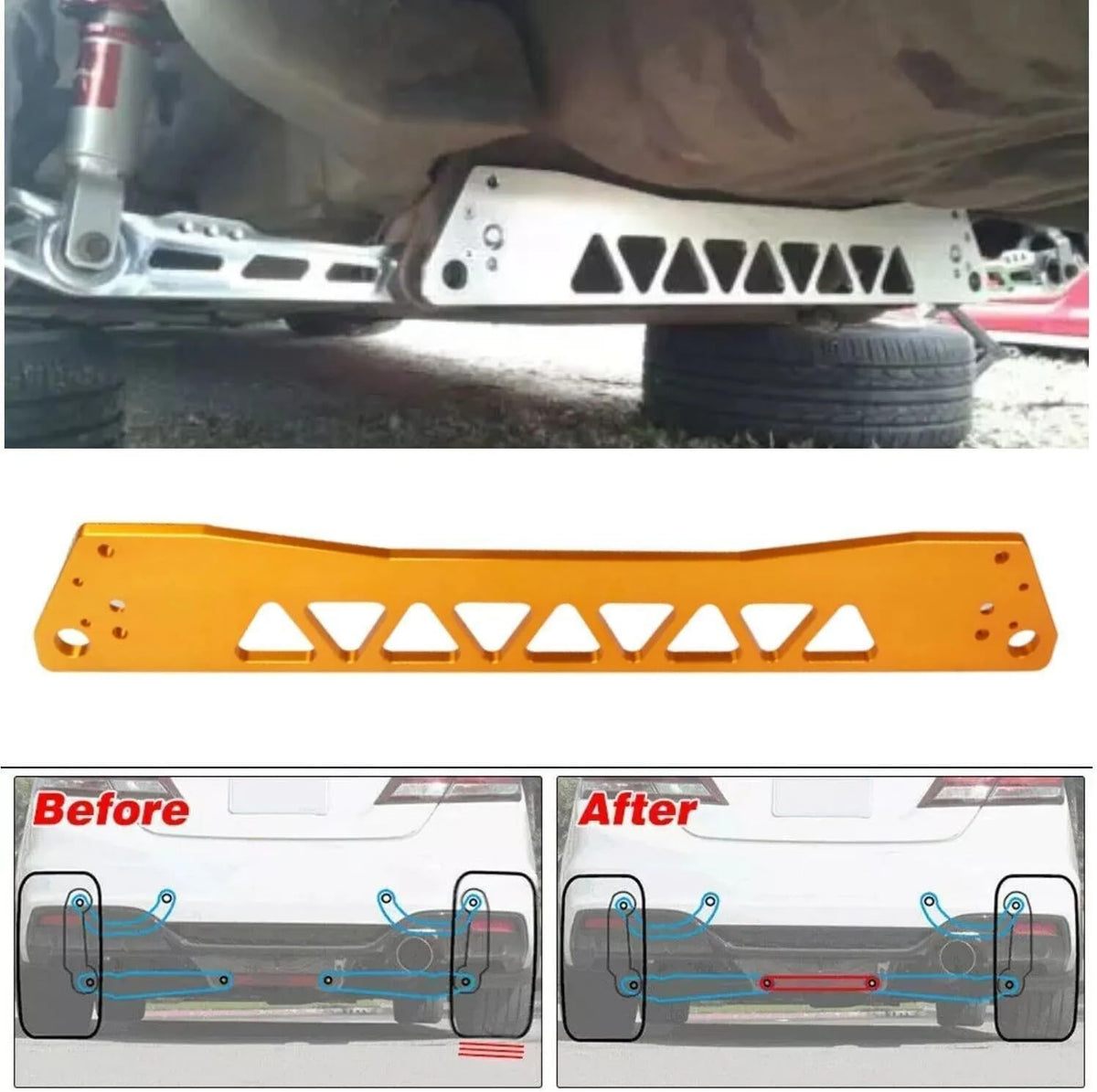 ya 13 9.15 baidi FOR 92 93 94 95 EG ALUMINUM REAR CONTROL ARM SUBF for Ram E BRACE TIE BAR KIT GOLD