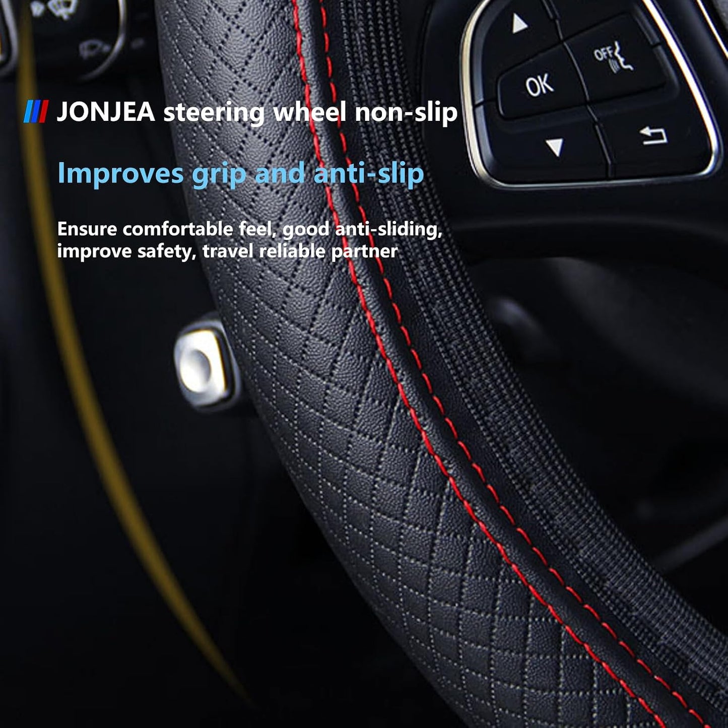 ya 4 8.24 baidi Leather Steering Wheel Cover Universal Standard Size 14.5''-15'' for Women Men
