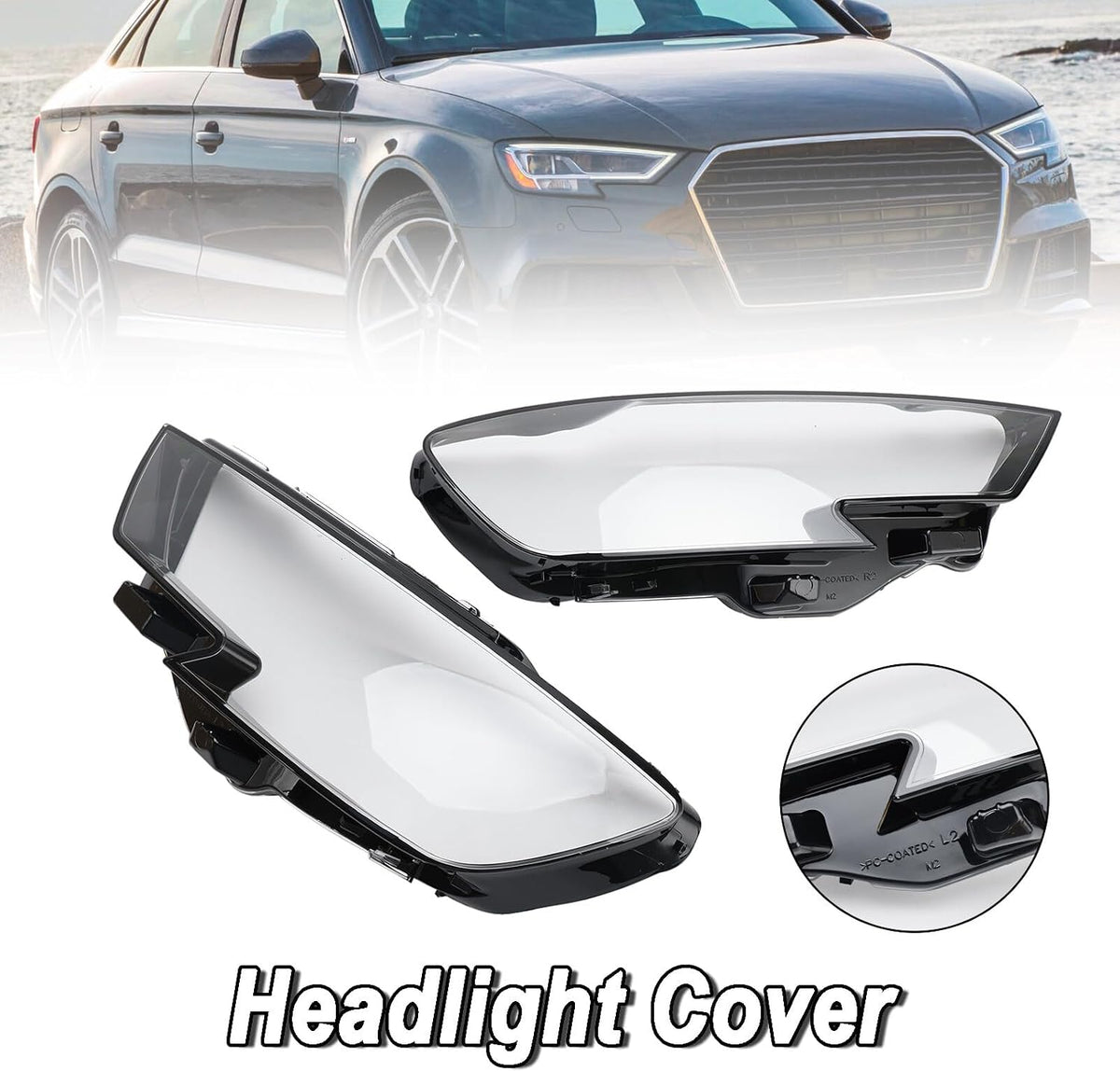 ya 10 9.16 zhengce Left +Right Headlight Lens Plastic Cover Shell 8V0941783 84 for Audi A3 17-