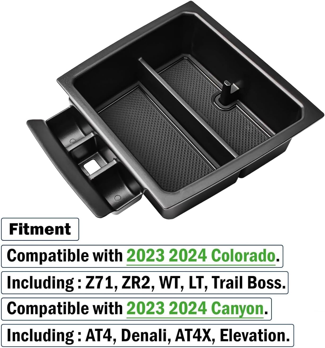 ya 8 8.24 baidi For 2023-2024 for GMC for Canyon Middle Console Organizer Tray Armrest Storage Box Black