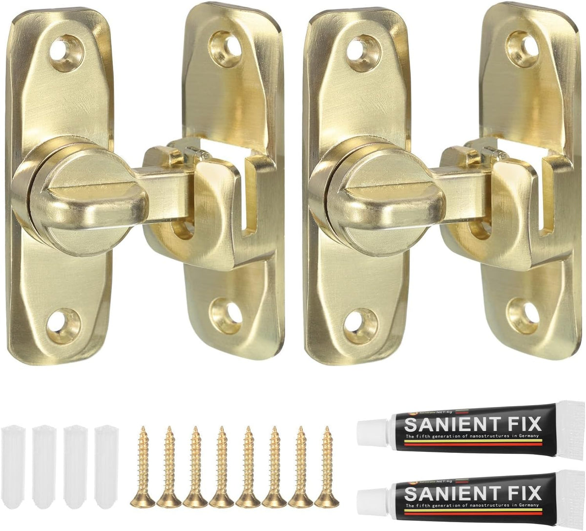ya 26 10.21 baidi 90/180¡ãBarn Door Lock, 2 Set Zinc Alloy Flip Sliding Door Latches, Gold