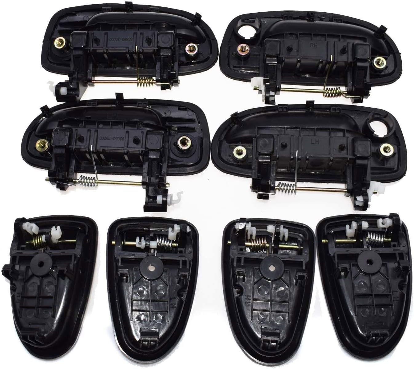 ya 2 8.15 Black Exterior and Interior Door Handle 8 Piece Set for Modern Accent 2000-2006 