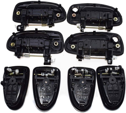 ya 2 8.15 Black Exterior and Interior Door Handle 8 Piece Set for Modern Accent 2000-2006 