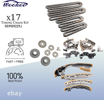 ya 10 9.16 baidi 17-Piece Timing Chain Kit for 2005-2009 for Audi for A4 A6 Quattro for A4 A6 3.2L 059109229J