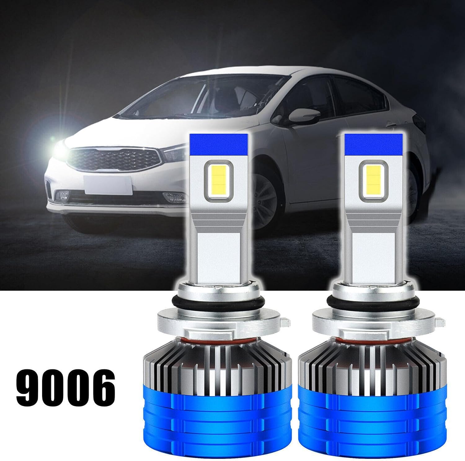 ya 3 8.24 baidi 2Pcs 9006 LED Headlight Kit Bulbs 6000K Driving Light Fog Lights Bright Car
