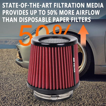 ya 13 9.15 baidi 3, 3.5, 4 Inlet, 6.5 Tall High Per for MAN ce Cold Air Intake Air Filter Red