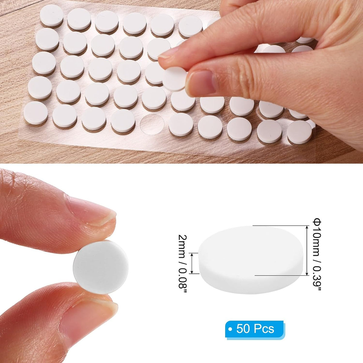 ya 26 10.21 baidi 0.39 Diameter Cabinet Door Bumpers, 50 Pcs Door Stoppers, White