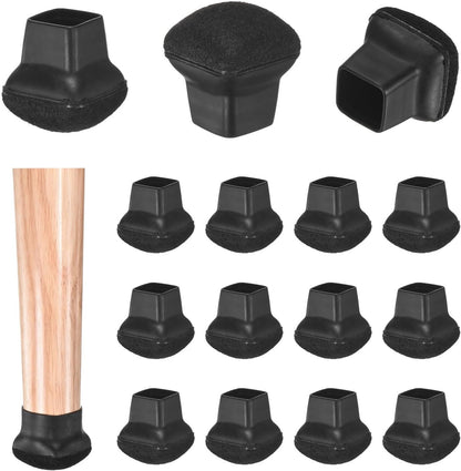 ya 26 10.21 baidi 16-Pack Chair Leg Floor Protectors, 0.55-0.75 Silicone Square C [Black]
