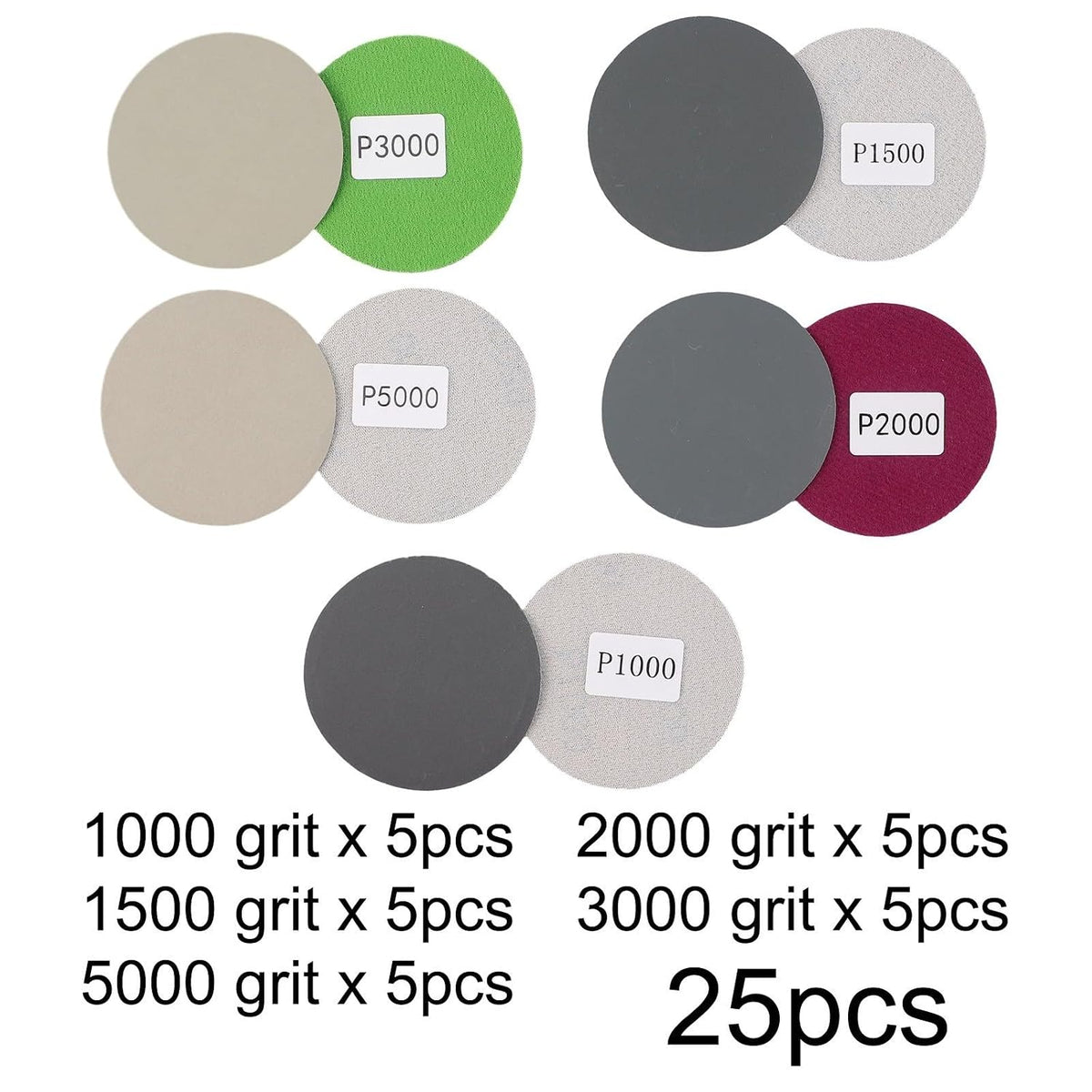 ya 26 10.21 baidi 25 Pcs Sander Disc Assorted 1000-5000 Grit Sanding Polishing-Pad Sandpaper Tool