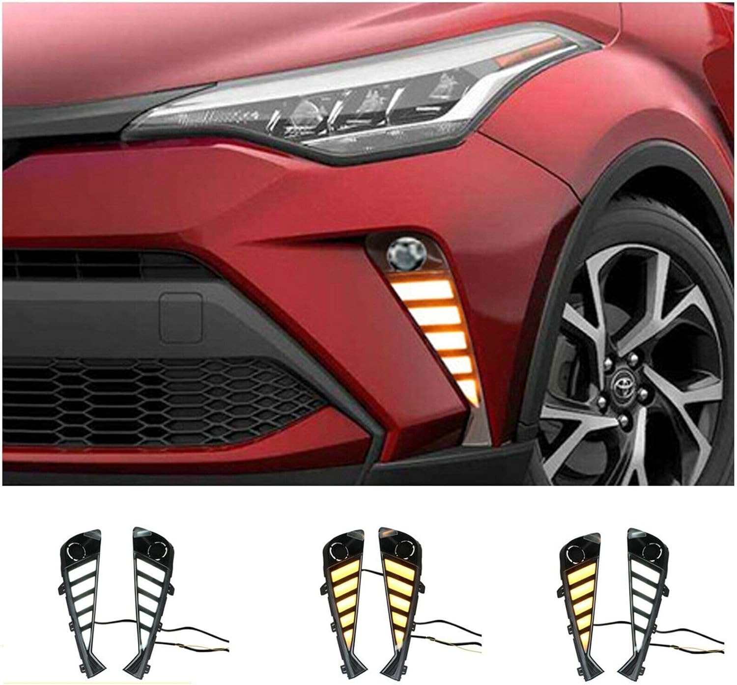 ya 4 8.8 Car LED Front Fog Light + Daytime Running Light DRL For 2020-2021 for Toyota C-HR CHR