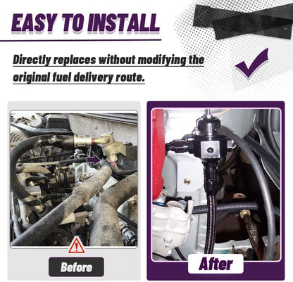 ya 10 9.16 baidi For 96-00 for Civic 4dr Sedan Black Stainless Steel Fuel Feed Line & Rubber Return