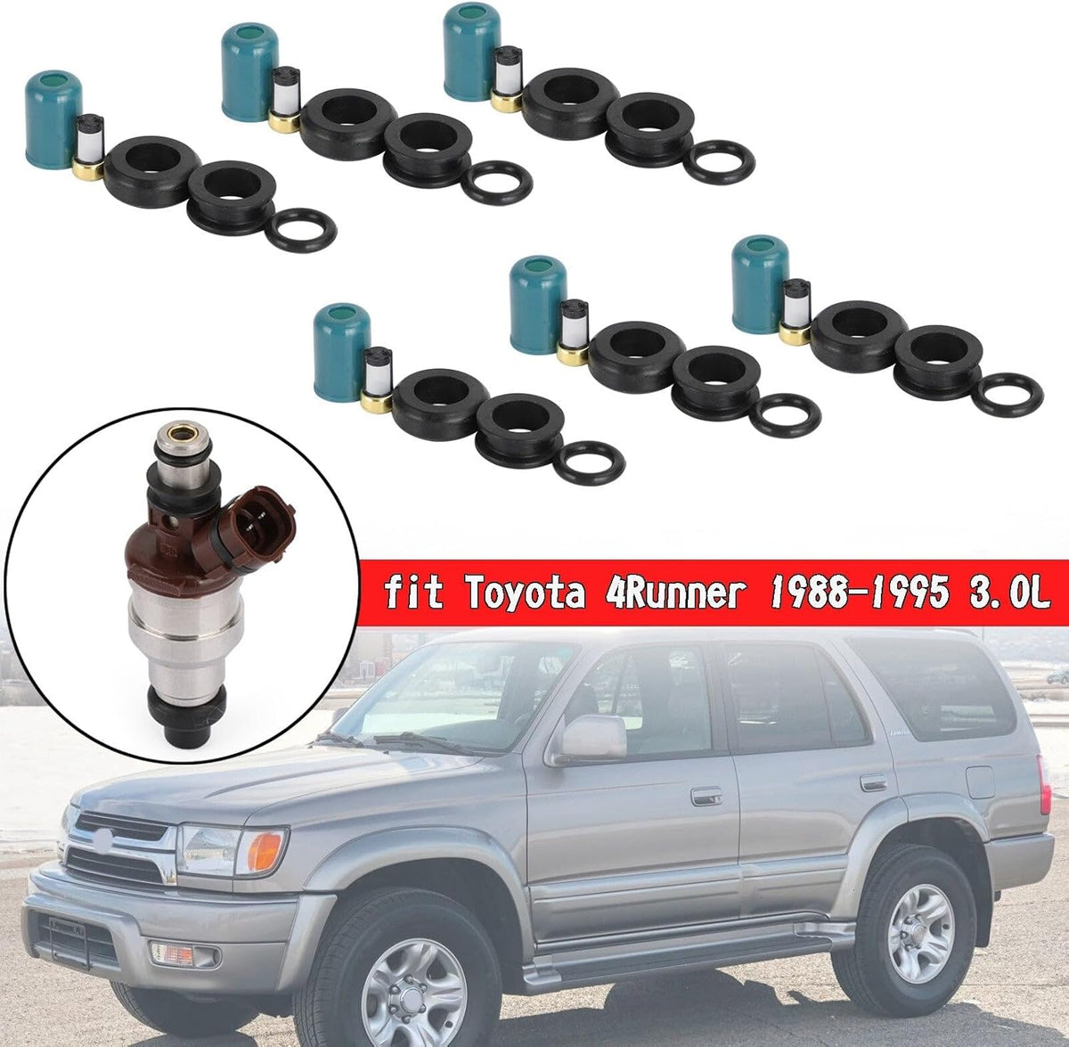 ya 14 9.20 zhengce 6PCS Fuel Injectors Repair Seal Rebuild Kit for 3VZE 1988-1995 3.0L-1
