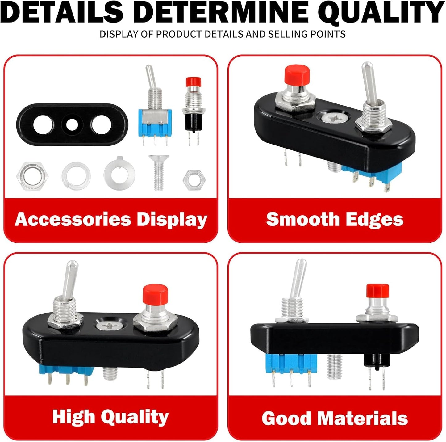 ya 4 8.24 baidi Black Control Button Toggle Push Switch ON/OFF/ON For Universal 1 7/8 Handlebar
