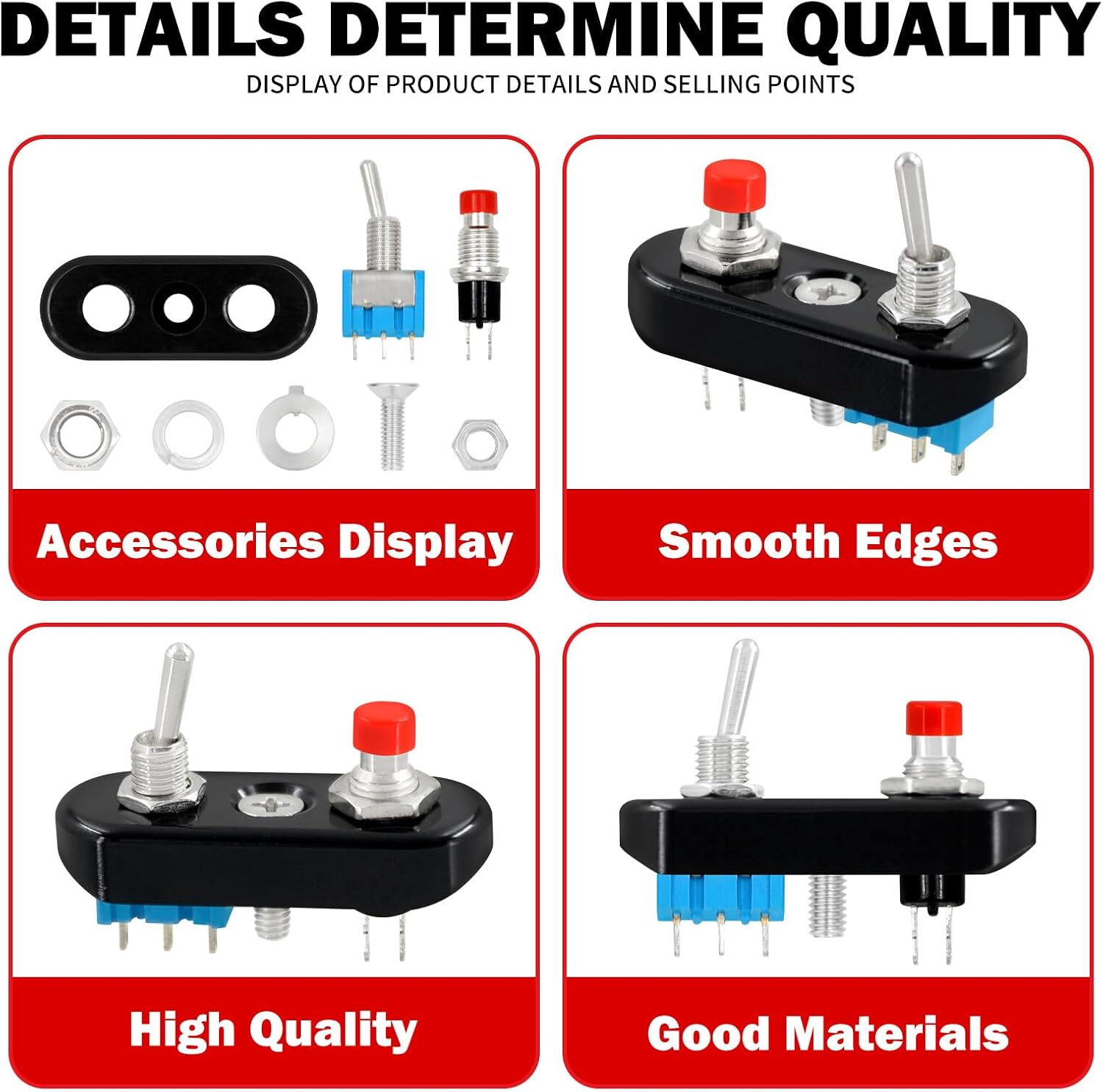 ya 4 8.24 baidi Black Control Button Toggle Push Switch ON/OFF/ON For Universal 1 7/8 Handlebar