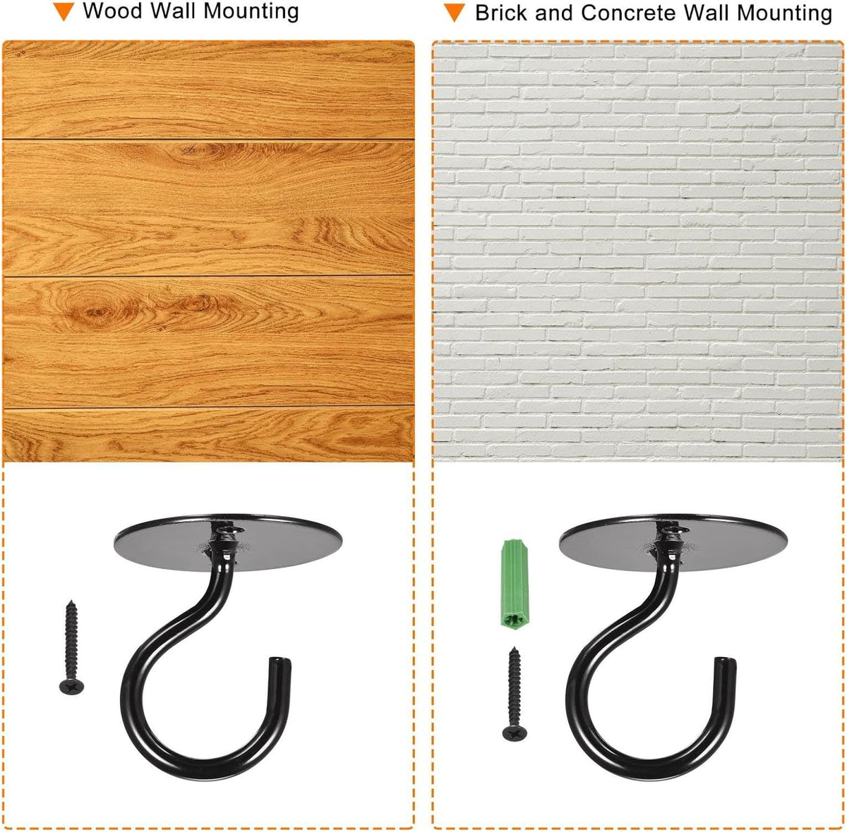 ya 26 10.21 baidi Ceiling Hooks Wall Mounted 40x4 m Iron for Hanging Plants Black 4Pcs