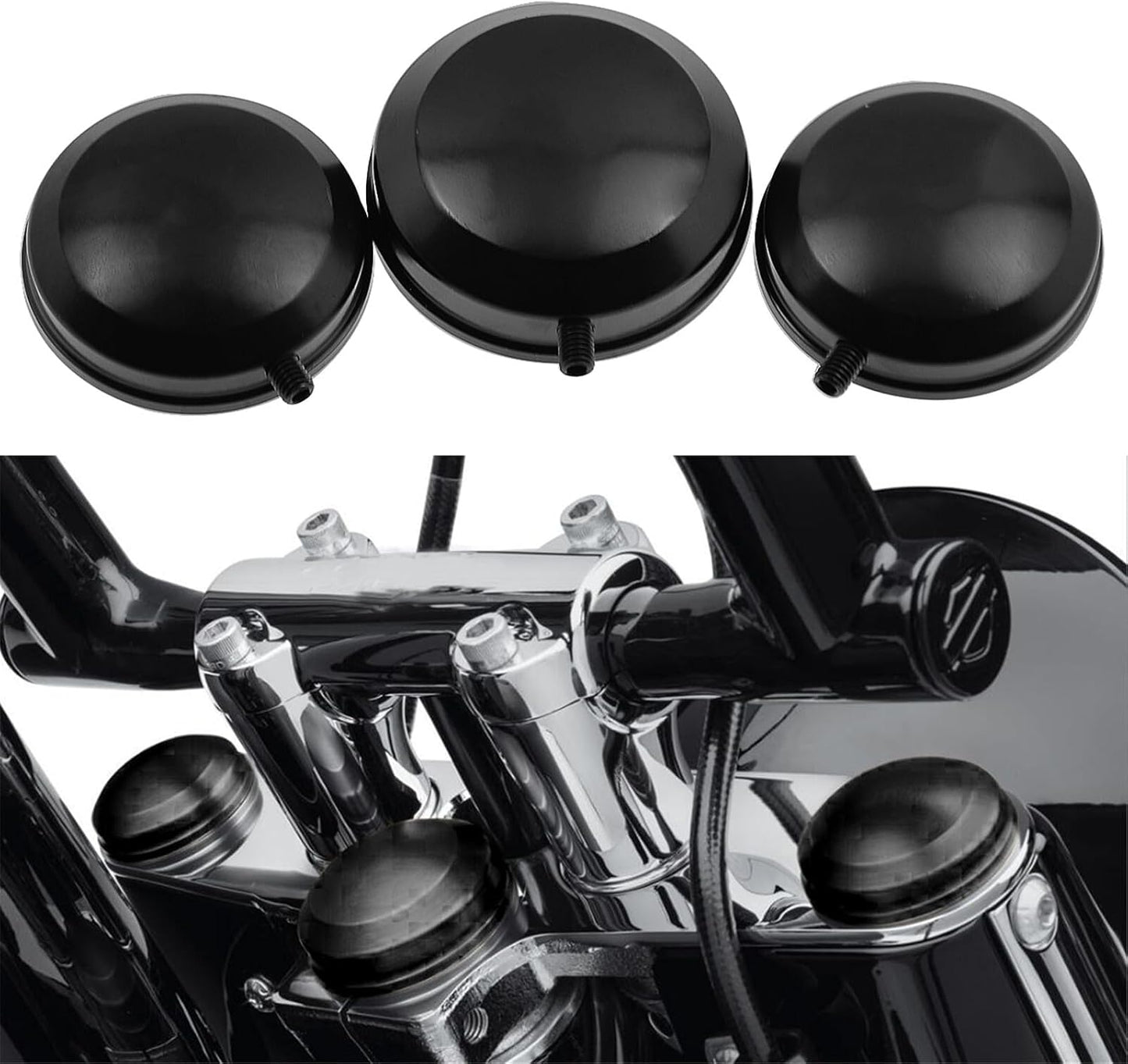 ya 2 8.15 Black Front Upper Fork Stem Covers Fit for Harley Dyna FXDCI FXDLI FXDWG 2006-17
