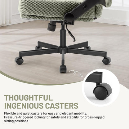 ya 28 10.13 baidi Cross Legged Desk Adjustable Arms & Wheels Wide Seat for Office