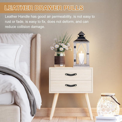 ya 26 10.21 baidi 4 Pcs Leather Drawer Pulls Double Hole Leather Handle with Screw Brown
