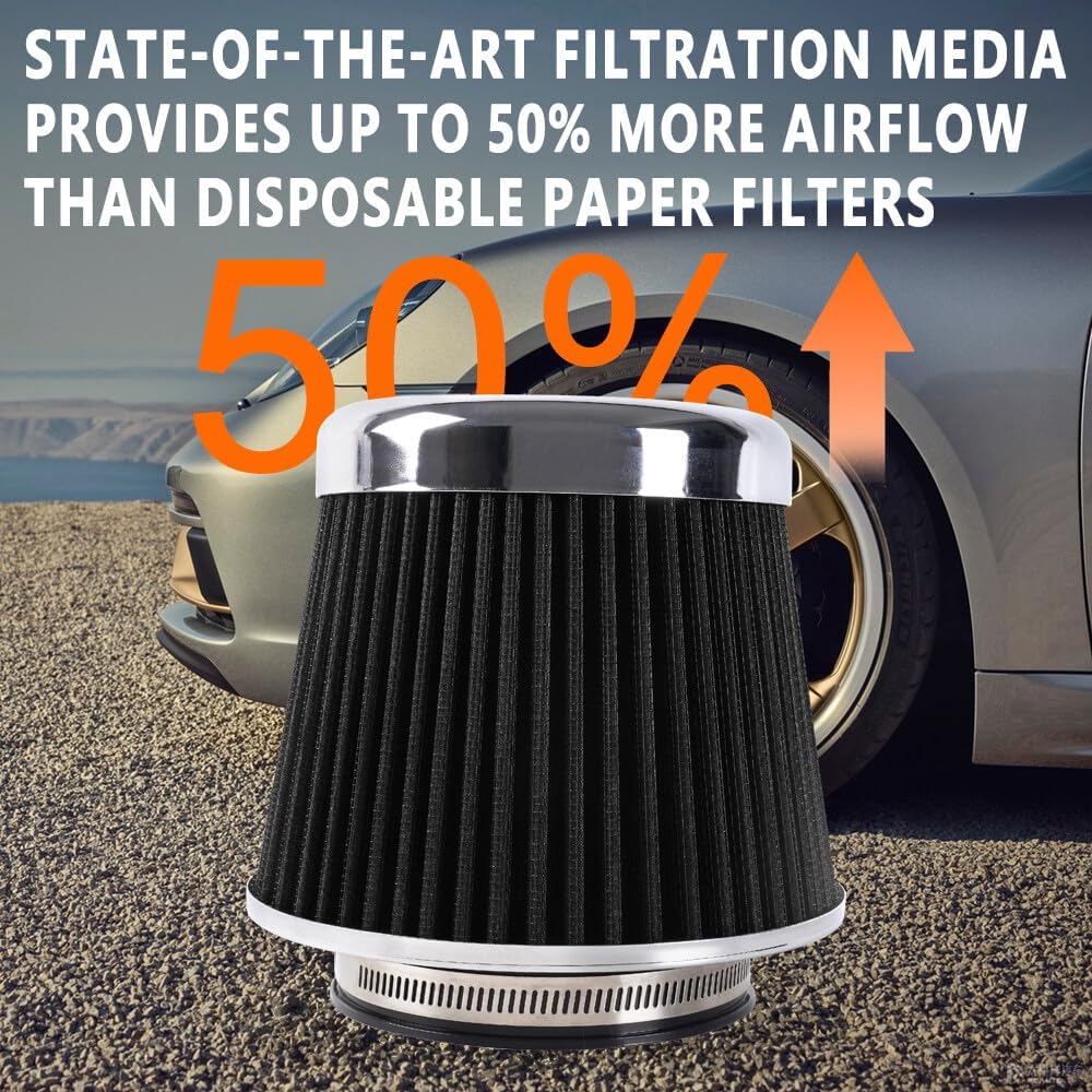 ya 13 9.15 baidi BLACK High Flow Per for MAN ce Cold Air Intake Air Filter 3, 3.5, 4 In, 5 Tall
