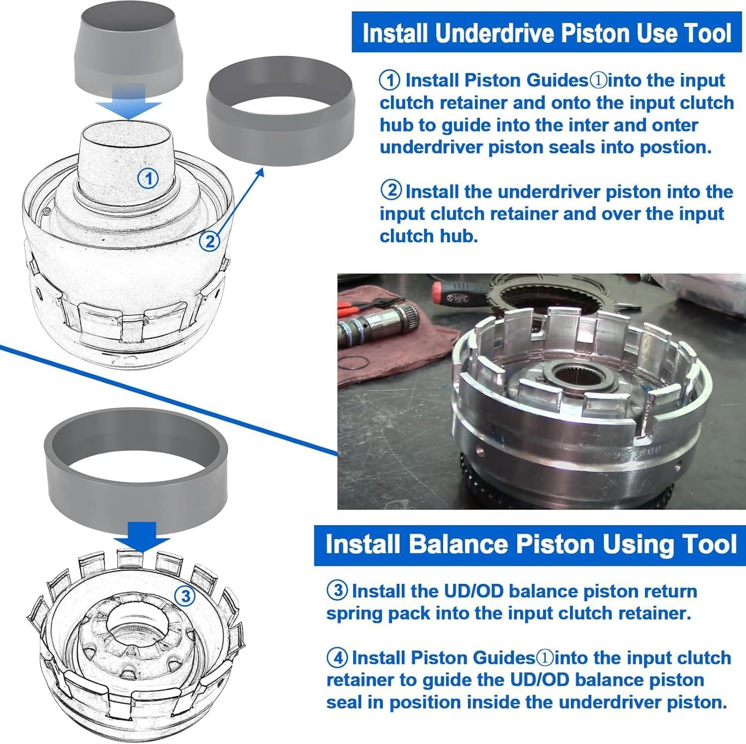 ya 6 8.14 3PCS 68RFE Transmission Underdrive Piston Retainer Install Tool for Dodge