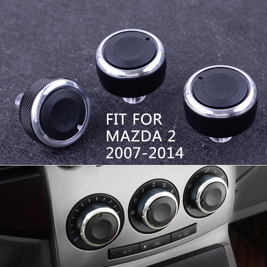 ya 6 8.24 baidi Get 3X Air Conditioner Switch Knob Heater Climate Control Button Dial Fits for Mazda 2 Demio