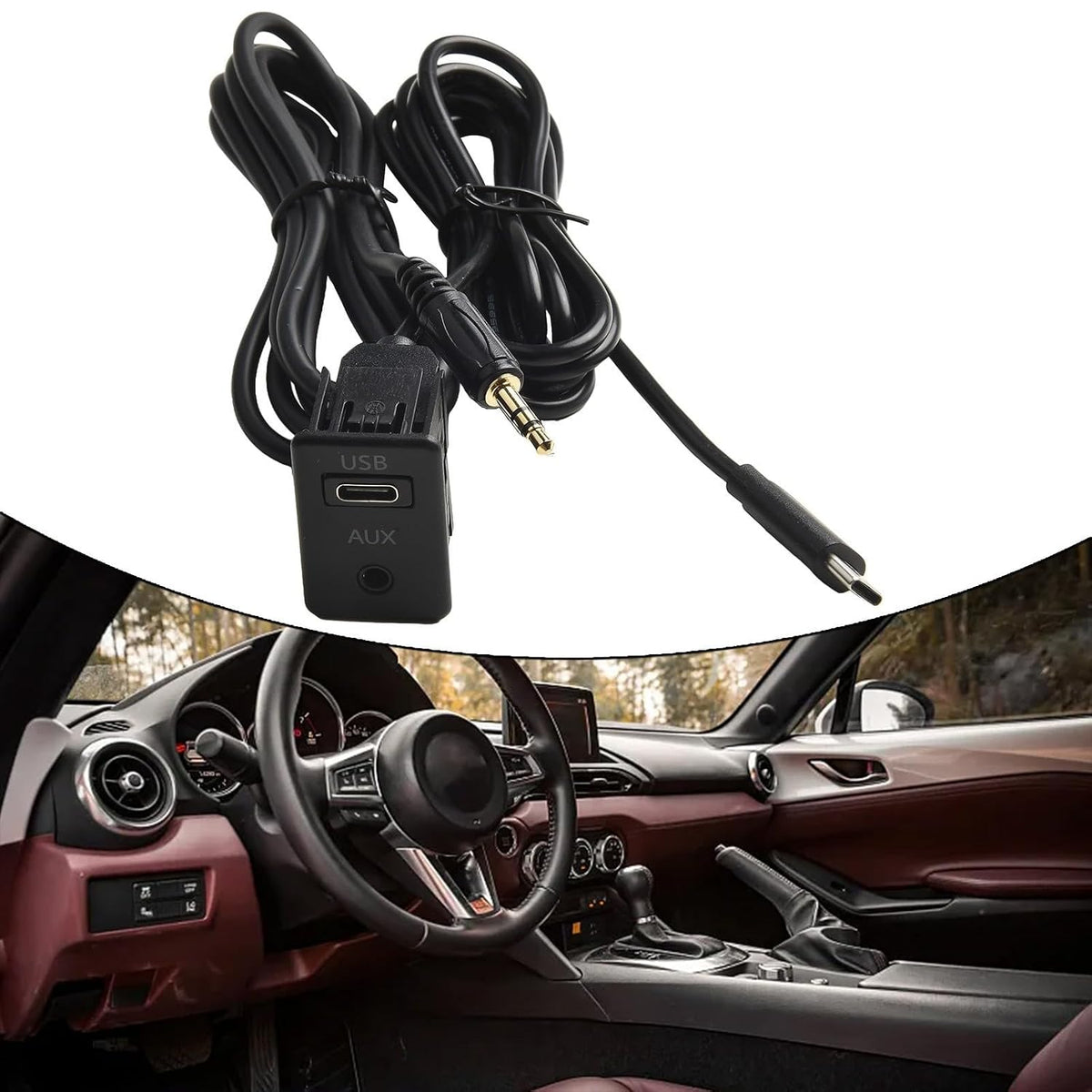 ya 23 10.7 baidi AUX & Type C Panel Socket Adapter for Vehicle Dashboard 145cm Long Cable