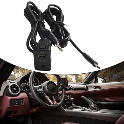 ya 23 10.7 baidi AUX & Type C Panel Socket Adapter for Vehicle Dashboard 145cm Long Cable