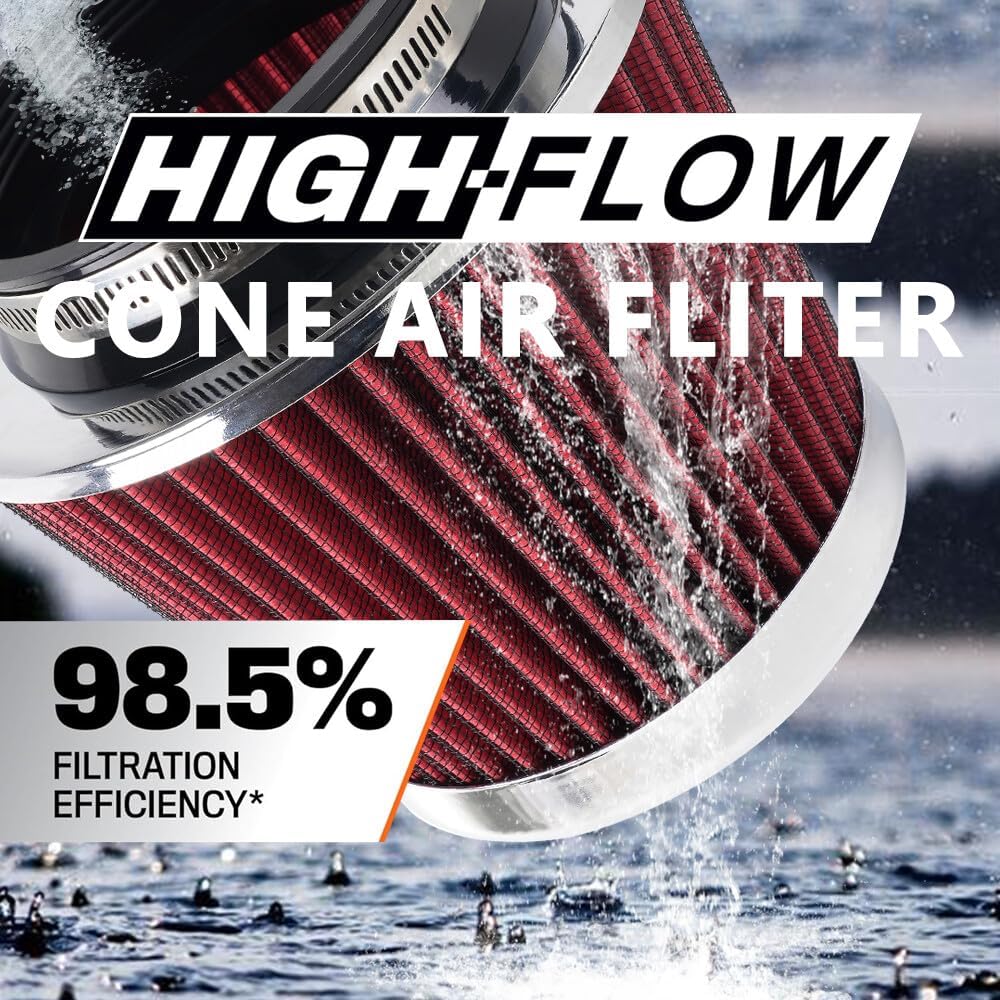 ya 13 9.15 baidi RED High Flow Per for MAN ce Cold Air Intake Air Filter 3, 3.5, 4 Inch, 5 Tall