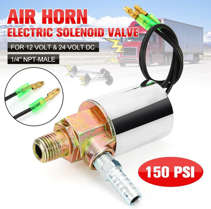 ya 12 10.8 baidi Air Horn Electric Solenoid Valve Heavy Duty 1/4 NPT Chrome 12V 24V Train Truck