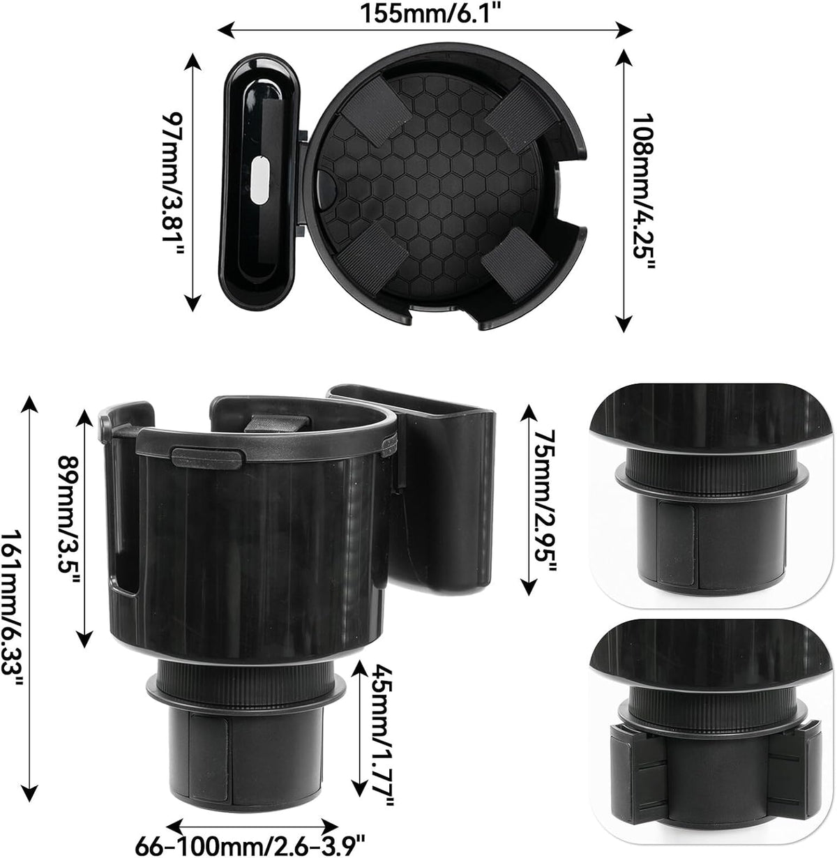 ya 6 8.14 Universal Car Cup Holder Adapter Expander for Large Bottles Mugs Multifunctional