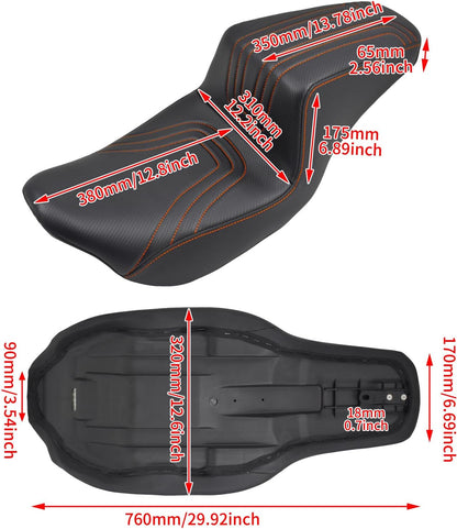 ya 5 8.24 baidi Driver Passenger for SEAT U-shaped Orange Stitching for Harley Road Street Glide 09+