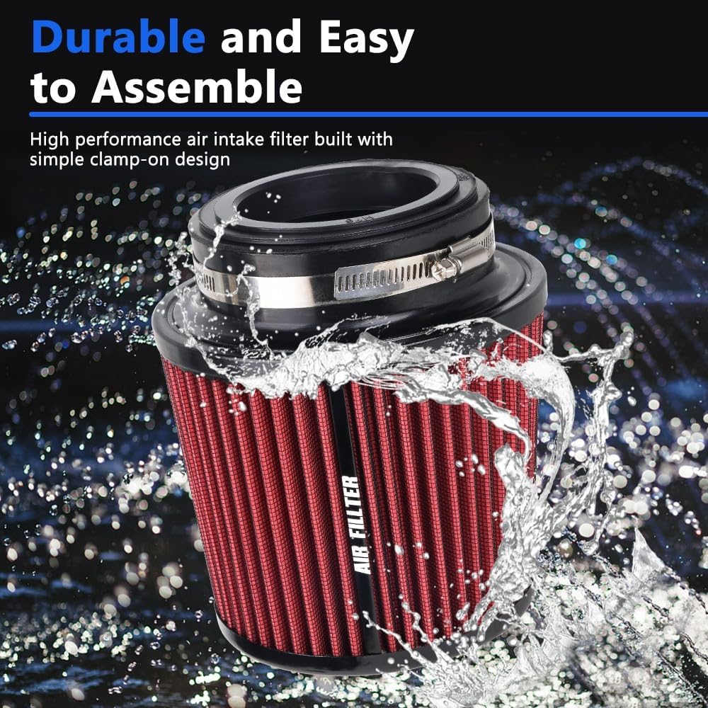 ya 13 9.15 baidi 3 3.5 4 Cold Air Intake Filter Inlet 3 Sizes in 1 6.5 Tall Red Universal