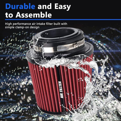 ya 13 9.15 baidi 3 3.5 4 Cold Air Intake Filter Inlet 3 Sizes in 1 6.5 Tall Red Universal