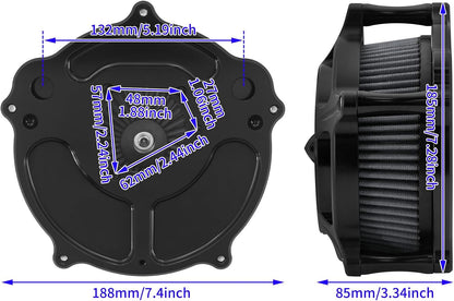 ya 5 8.10 Matte Black Turbine Air Filter Gray Intake for Harley Sportster 883 1200 04-2022