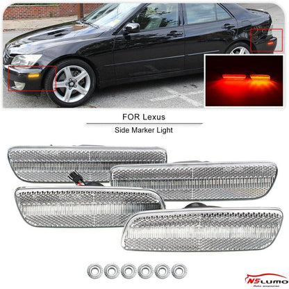 ya 7 8.24 baidi 4 Pack LED Yellow and Red Side Marker Signal Lights Fenders for 2001-2005 for Lexus IS300 