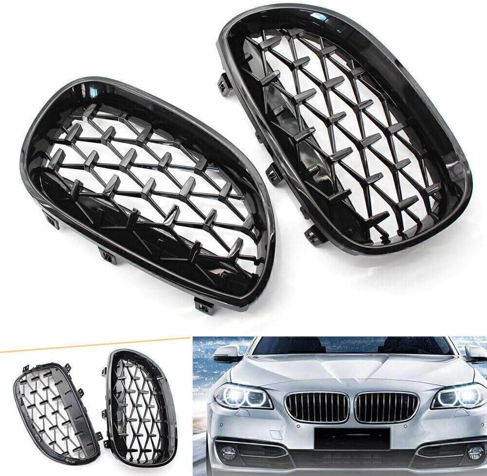 ya 4 8.14 for BMW E60 2003-2009 08 5 Series Gloss Black Diamond Meteor Front Kidney Grill