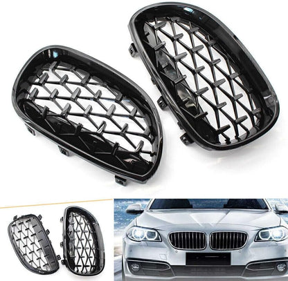 ya 4 8.14 for BMW E60 2003-2009 08 5 Series Gloss Black Diamond Meteor Front Kidney Grill
