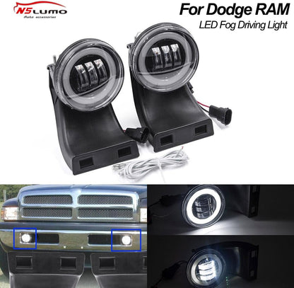 ya 4 8.10 Halo Ring DRL White LED Fog Light for 1994-2002 for Dodge for Ram 1500 2500