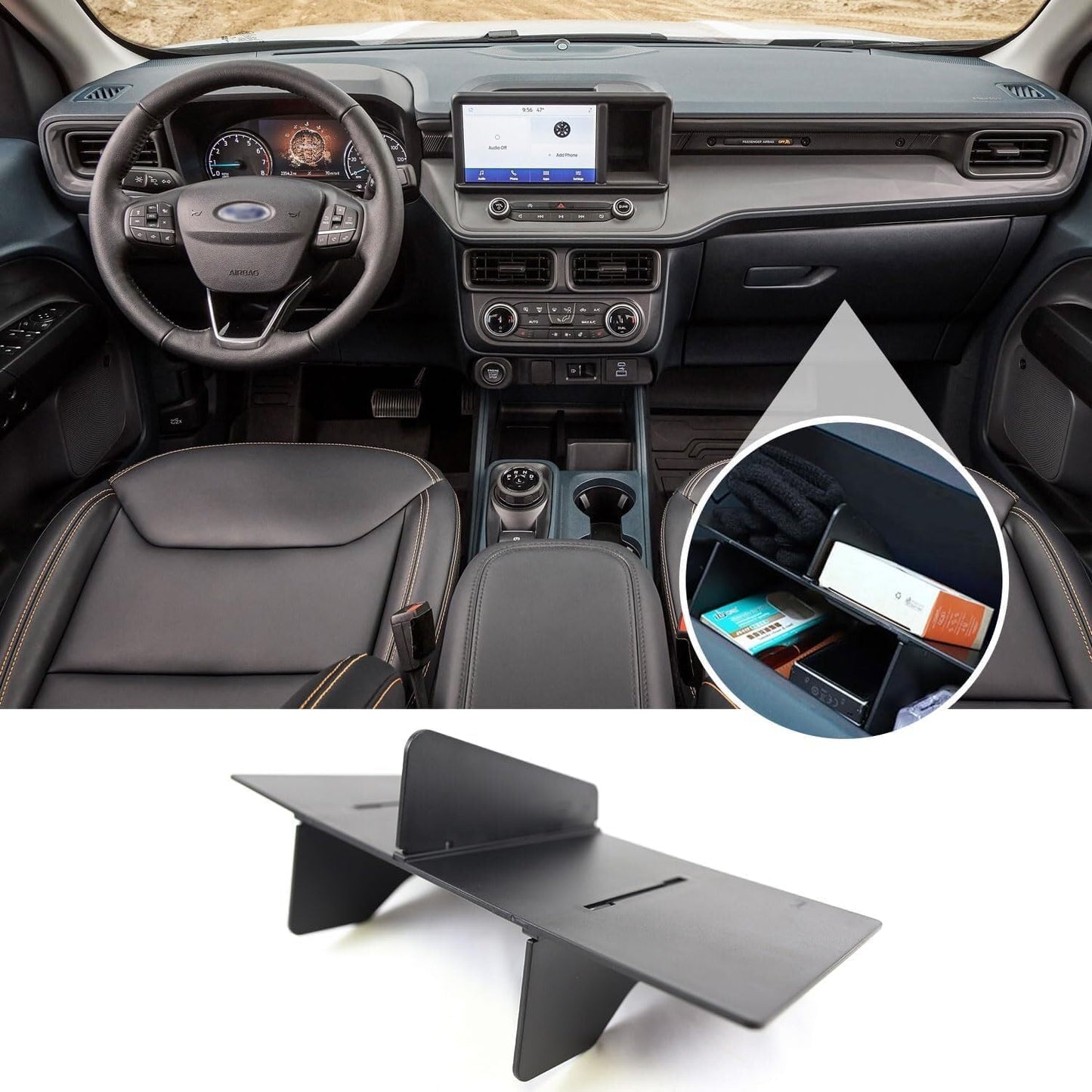 ya 5 8.10 For 2022-2025 for Ford Maverick ABS Glove Box Insert Organizer Dividers Accessories