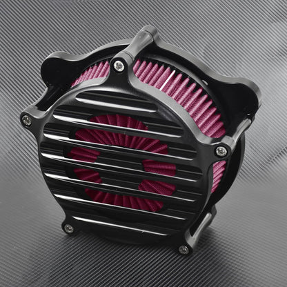 ya 5 8.10 Chrome Stripe Air Cleaner Red Air Filter Fit for Harley Dyna 00-17 Touring 00-07